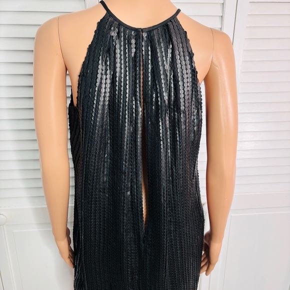 JAY GODFREY Black Faux Leather Scale Pattern Dress Size 4 - Picture 7 of 8